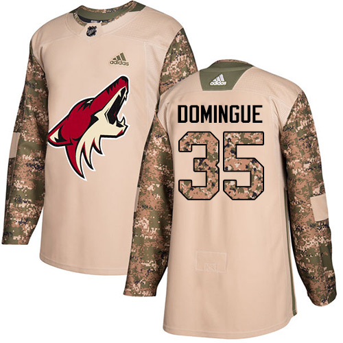 Adidas Coyotes #35 Louis Domingue Camo Authentic Veterans Day Stitched NHL Jersey